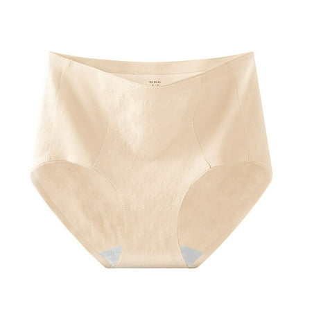 Scyoekwg Women s Cotton Underwear Hip Lifting Ladies Underpants Solid Color Stretchy High Waisted Underwear Hipster Panties Comfort Underpants(Beige M)