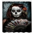 thumbnail image 3 of Ambesonne Colorful Shower Curtain, Skull Scary, 69"Wx75"L, Cadet Blue Maroon, 3 of 3