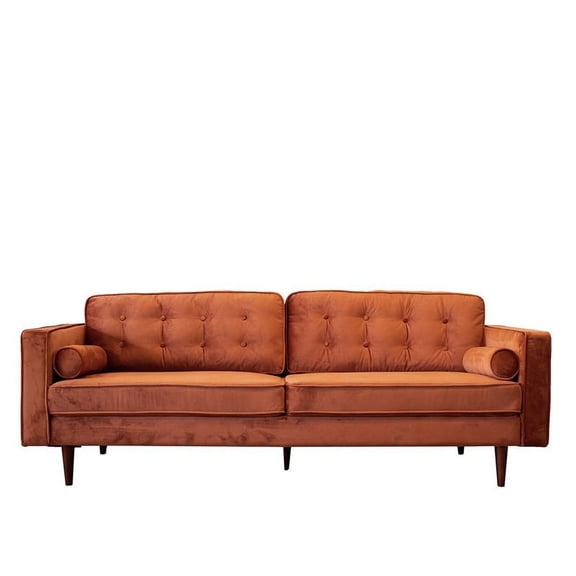 Mid-Century Modern Harriet Burnt Orange Velvet Sofa