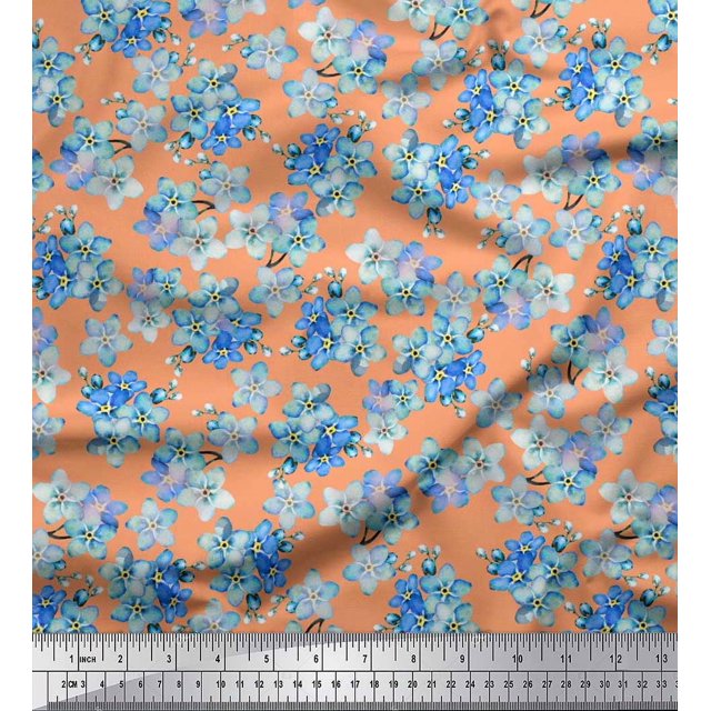 Soimoi Poly Georgette Fabric Scorpion Grasses Floral Decor Fabric Printed Yard 42 Inch Wide
