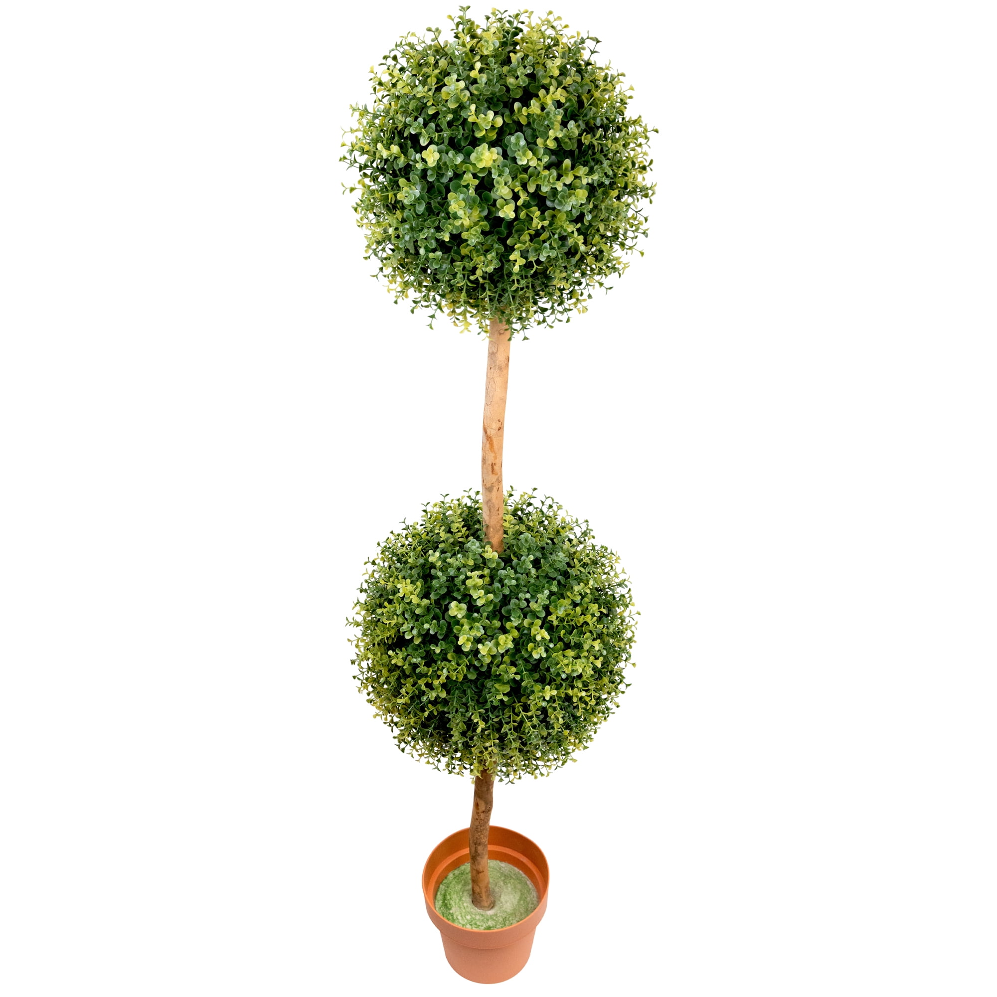 Northlight 4.6’ Unlit Artificial Potted Two-Tone Boxwood Double Ball Topiary Tree