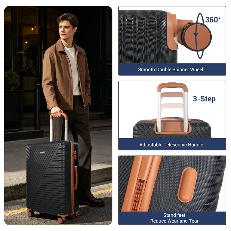 Landisun Luggage Sets 6 Piece, Hardshell ABS Suitcase with Spinner