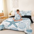 thumbnail image 3 of spefrowx Kawaii Starfish King Bedding for Kids, Blue Line Coral Scallop King Bed in a Bag, Black Reversible, 7-Piece, 3 of 6