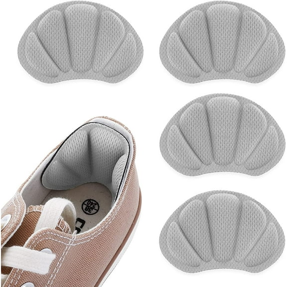 2 Pair Heel Grips Shoes Pads for Shoes Too Big Thick Heel Cushions Liners Inserts Back Insoles Anti Blister Shoe Liners Heel Protectors Add Extra Volume Heel Pads (Grey)