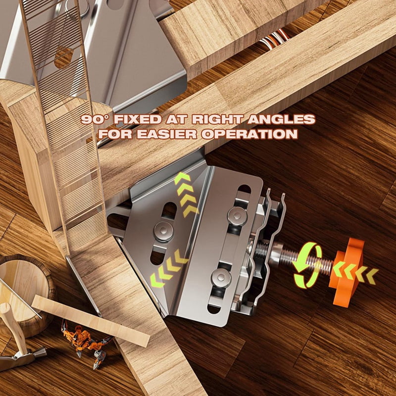 Stainless Steel Right Angle Clamp for Woodworking, Rust& 90 Degree Corner Clamps with Adjustable 4pcs