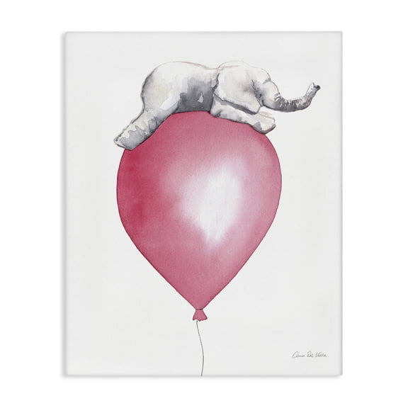 Stupell Industries Cottage Kids' Baby Elephant Sleeping on Large Red Balloon Canvas Art, 16 x 20, by Aimee Del Valle