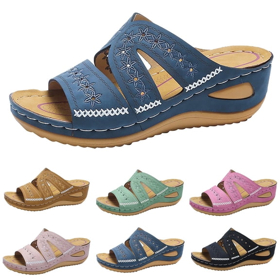 Orthopedic Wedge Sandals for Women Summer Dressy Casual High Wedges Slip on Sandals Open Toe Platform Walking Shoes Beach Sandals for Woman