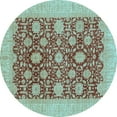 thumbnail image 1 of Ahgly Company Indoor Round Oriental Light Blue Traditional Area Rugs, 3' Round, 1 of 4