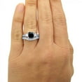 thumbnail image 3 of Gems & Jewels Women's 925 Sterling Silver 2.60 Ct Princess Cut Black Diamond Engagement Wedding Thanksgiving Christmas Bridal Ring Set 14K White Gold Plated -4, 3 of 3