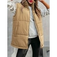 thumbnail image 2 of KelaJuan Women Winter Quilted Vest Casual Sleeveless Zipper Closure Stand Collar Solid Color Waistcoat Winter Warm Outwear, 2 of 6