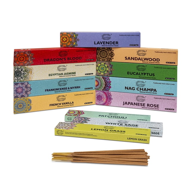 Varillas de incienso raajsee, paquete surtido, 180 g, 100% orgánicas, 12 unidades