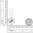 thumbnail image 2 of Gem Stone King Two Tone Pink Created Sapphire Red Created Ruby White Moissanite `Forever in My Heart` Engraved Pendant Necklace for Women (1.62 cttw, Heart Shape 5MM, 18 inch Chain), 2 of 3