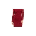 thumbnail image 2 of Vince Camuto Women's Lace Long Sleeve Ruched Sheath Dress, Burgundy, Size 6, 2 of 3