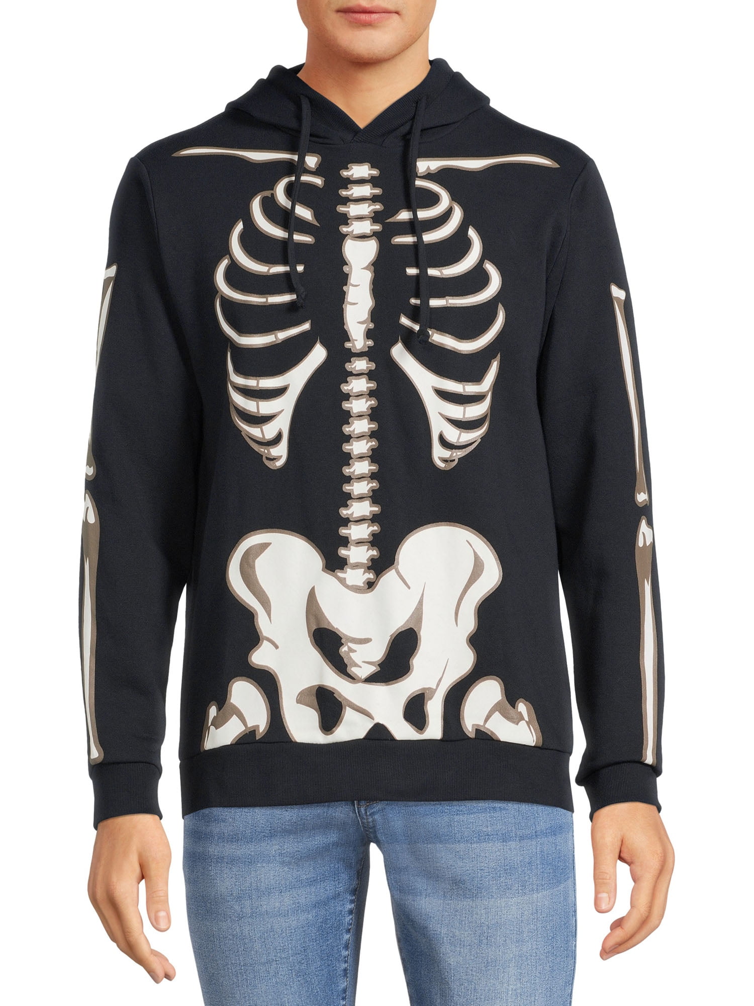 GLOW IN THE DARK Shes My Boo Skeleton Finger Funny Halloween Hoodie Pullover 