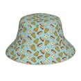thumbnail image 3 of Daiia Hot Dog Pizza Pattern Bucket Hat - Trendy Cotton Sun Hat for Beach, Golf, Fishing - Fun Outdoor Vacation Boonie for Men and Women, 3 of 9