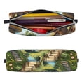 thumbnail image 2 of Pofeuu Cartoon Mushroom House Print Leather Pencil Case, Leather Pencil Pouch Large Capacity, Big Pencil Pouch with Zipper Vintage Pen Bag Fountain Pen Holder, 2 of 7
