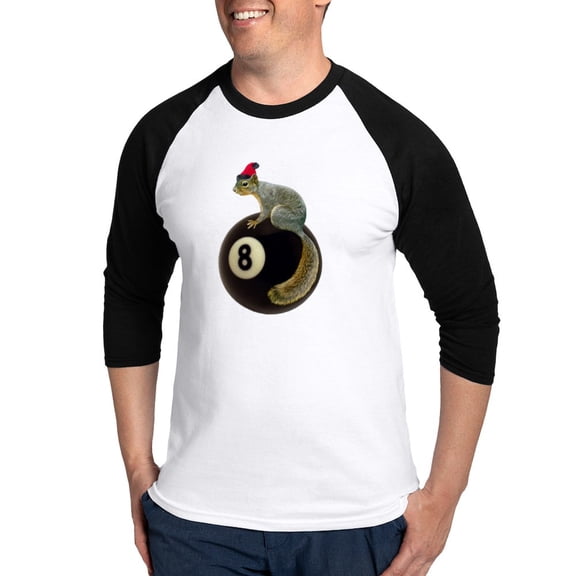 CafePress - Santa Squirrel 8 Ball Baseball Jersey - Cotton Baseball Jersey, 3/4 Raglan Sleeve Shirt