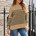thumbnail image 5 of Wancir Womens Striped Sweaters Casual Cotton Knitted Long Sleeve Pullover Sweater 2024 Fashion Color Block Round Neck Tops, 5 of 9