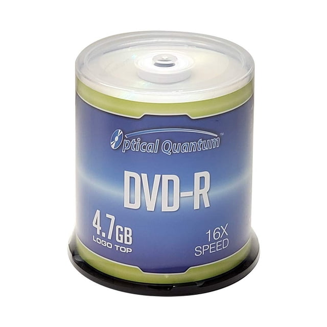 DVD-R Optical Quantum, 4,7 GB, 16x, logotipo, paquete de los 100 mejores