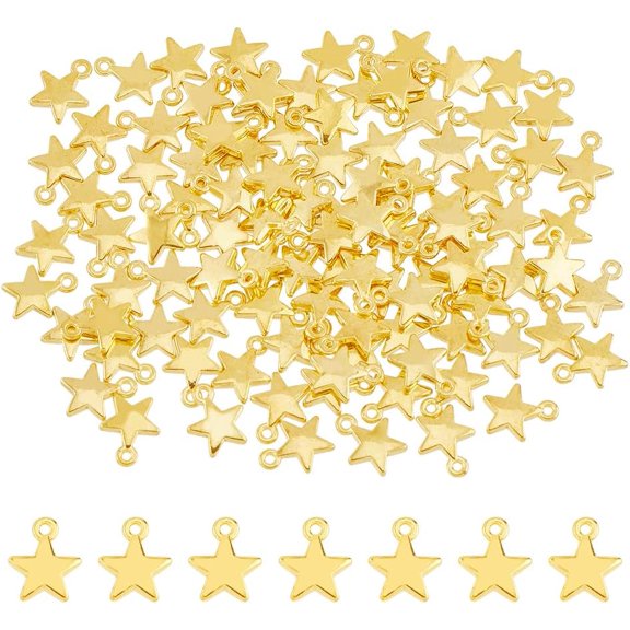 100pcs Golden Alloy Star Pendant Bulk Mini Star Charms Small Star Shape Charm Dangle for Jewelry Earrings Necklaces Making Hole: 1.2mm Gold