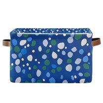 Yayeee Canvas Storage Basket with Handles for Shelves Fabric Bins Closet Organizer, Green Dots