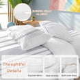 thumbnail image 2 of Modern Gray Striped Bedding Duvet Cover Set Full Size 4 Pieces Simple White Background Bedding Set with Zipper Closure, 1 Comforter Cover 86x86 Inches 1 Flat Sheet & 2 Pillow Cases, 2 of 7