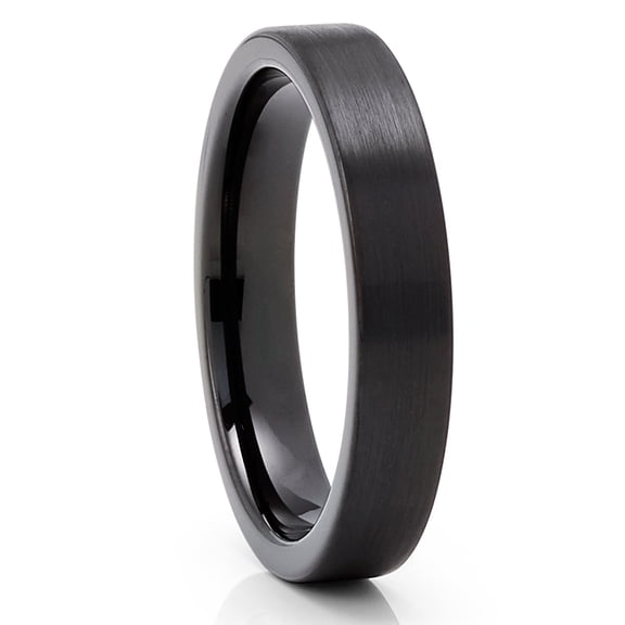 4mm Black Tungsten Ring,Engagement Ring,Tungsten Carbide Ring,Unique Wedding Ring,Black Ring