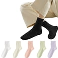 thumbnail image 2 of WGRFFH Thin Cotton Socks for Women 5 Pairs Wide Non Binding Ankle Socks Colorful Above Ankle Socks Moisture Wicking Breathable Comfortable Quarter Length Anti-pilling Cotton Daily Socks N, 2 of 3