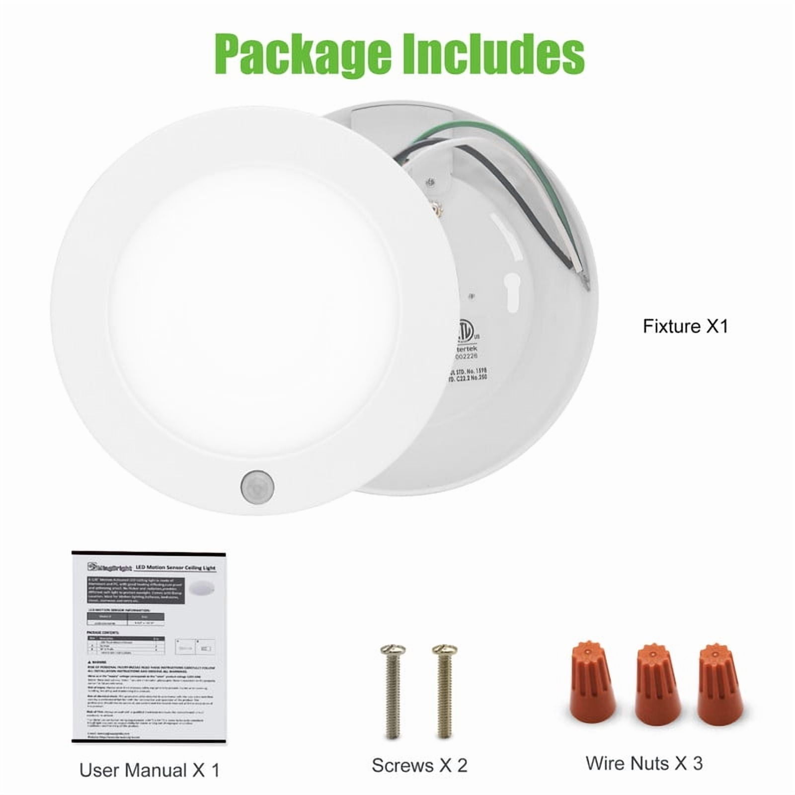 Lucere Motion Sensor LED Ceiling Light, 6inch 120V LED Flush Mount Round Lighting Fixture, 10W 700lm LED Closet Light for Indoor/Outdoor, Porches, Closet Rooms, Stairs, Hallways, 5000K Daylight White