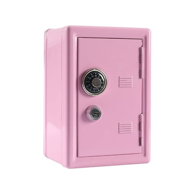 HLONK Storage Trunks & Bag Kids Bank Locker Safe With Key And Single Digit Lock Metal Money Safe Mini Password Cash Paper Money Savings Box Gift For Kids Boys And Girls Black