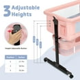 thumbnail image 2 of kmaier Baby Bassinet Bedside Crib Foldable Portable with Adjustable Height, Wheels, and Storage Basket,Pink, 2 of 6