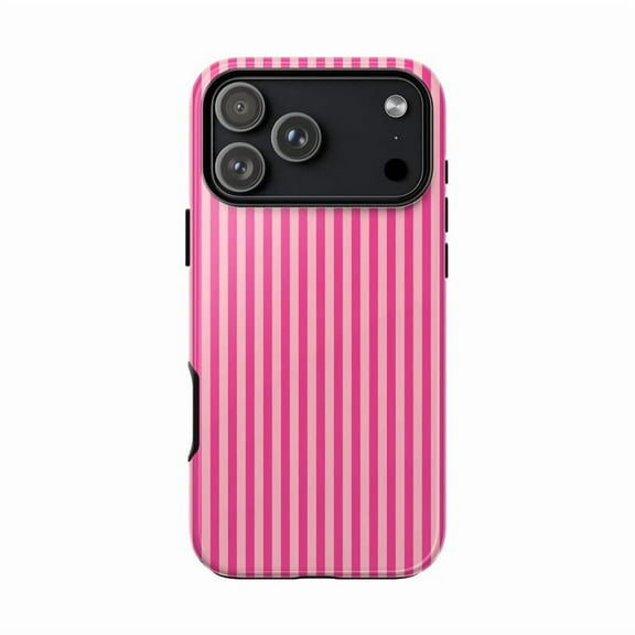 Pink Striped Phone Case, Vibrant Vertical Pattern Protective Cover for iPhone 17 16 15 14 13 12 11 Plus Pro Max Mini