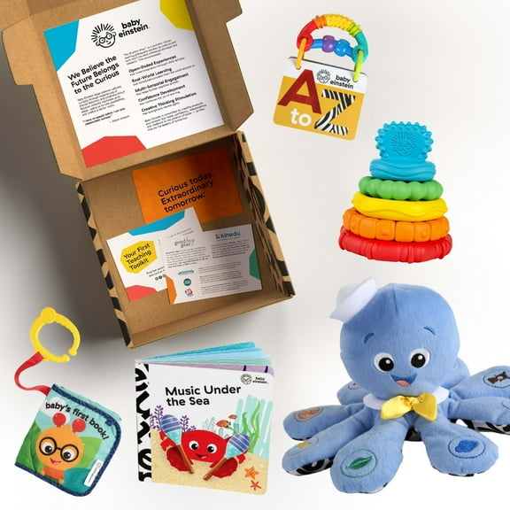 Baby Einstein Baby's First Teacher Developmental Toys Kit and Gift Set, Music Art Language Shapes, Newborn and up [$70 value]