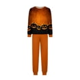 thumbnail image 4 of HTHLVMD Bat Print Pajamas, Halloween Loungewear Set, Long Sleeve Pjs, Halloween Gradient Orange Bat Bottom Print Family Matching Pajamas, Crew Neck Long Sleeve 2pcs Holiday Loungewear, XL, 4 of 6