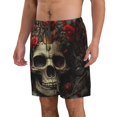 thumbnail image 2 of Kdxio Classical Rose Crown Skull Pattern Mens Casual Shorts - Drawstring Summer Beach Sports Shorts for Men, 2 of 5