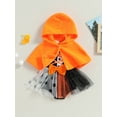 thumbnail image 3 of Jxzom Toddler Baby Girl Halloween Outfits Sleeveless Tutu Romper Dress Hooded Cloak Coat Infant Halloween Clothes, 3 of 8