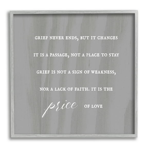 Stupell Industries Grief Is Strength Mourning Phrase Gray Patterned Background,12 x 12, Design by Daphne Polselli