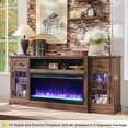 thumbnail image 7 of T4TREAM Electric Fireplace TV Stand for TVs up to 80", Farmhouse Entertainment Center with Fireplace , Brown, 7 of 7