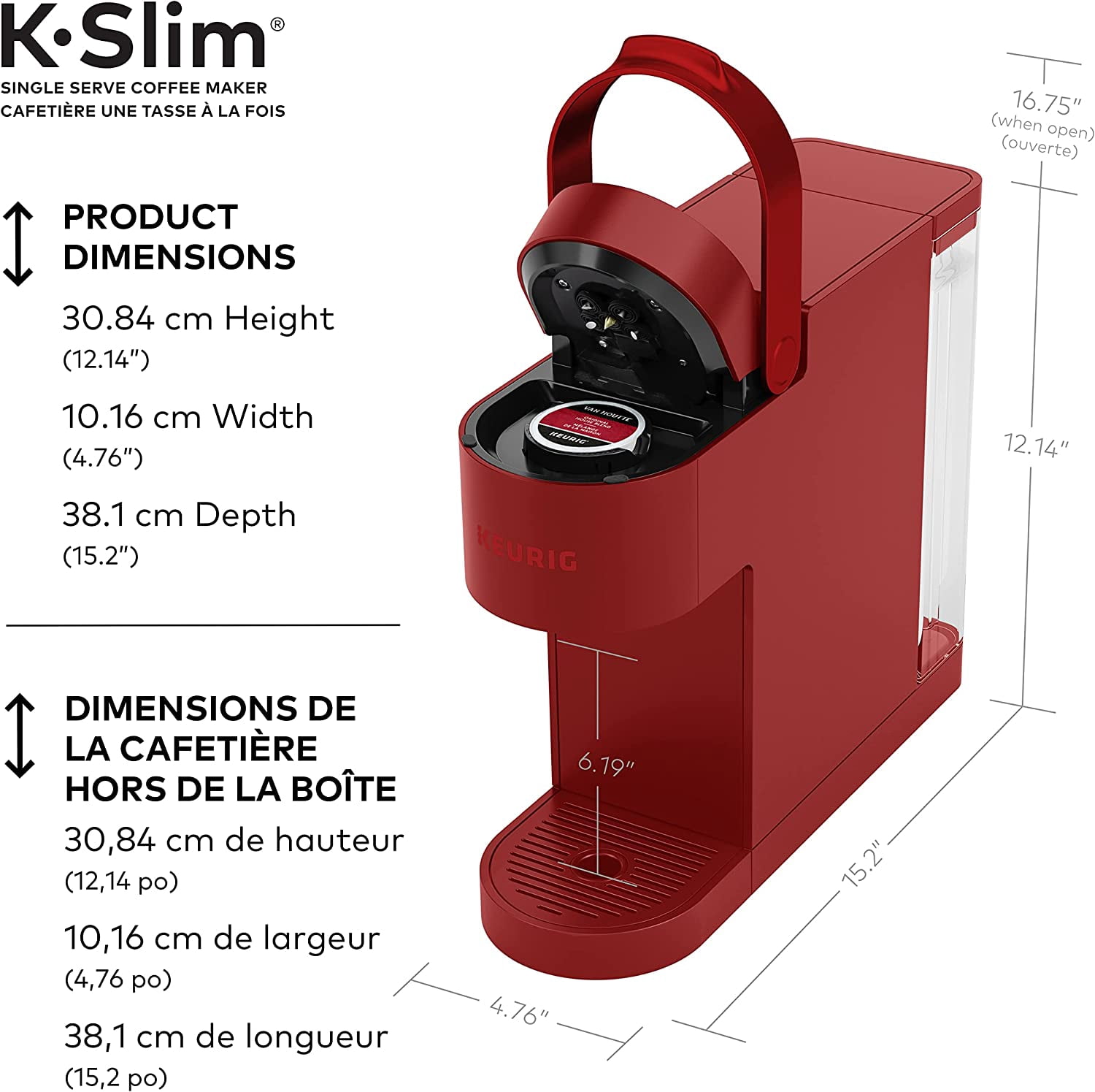 K-Slim Single-Serve K-Cup Pod Coffee Maker - Scarlet Red