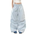 thumbnail image 2 of 3-15 Years Girls' Casual Solid Color Adjustable Lace Up Mid Waist Loose Cropped Pants Long Pants, 2 of 8