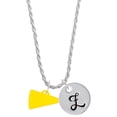 thumbnail image 1 of Delight Jewelry Acrylic 3/4" Yellow Megaphone Silvertone Script Initial Disc - Z - Charm Necklace, 20"+3", 1 of 4