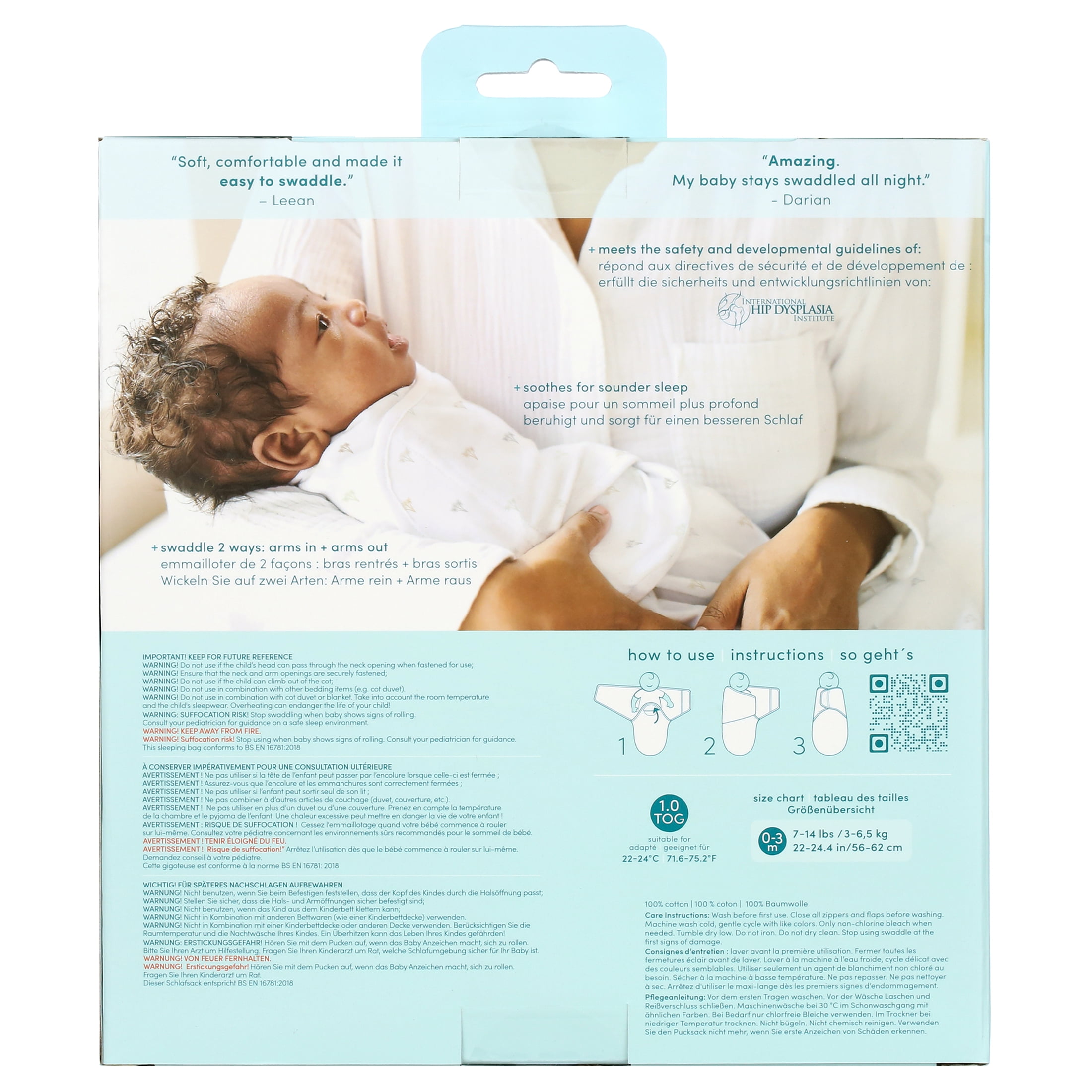 aden + anais Essentials No Zip Wrap Swaddles, Desert Sun, Tan, Unisex, Newborn, 0-3 Months, 3-Pack