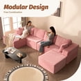 thumbnail image 2 of BIGSYY 138" Boneless Couch with Deep Seat, Modular Sectional Sofa, Cloud Sectional Couch for Living Room, No Assembly Required, Corduroy, U-Shape 4 Seater Left, Pink, 2 of 9