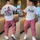 thumbnail image 3 of Conjunto de pantalones estampados para hombre, camiseta de algodón blanca con gráficos para entrenamiento, conjuntos de pantalones para hombre, marcas originales, corte ajustado, holgado, de alta cali, 3 of 5