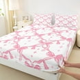 thumbnail image 3 of Manfei Dreamy Pink Bowknot Full Size Sheets, Cartoon Stars Print Bed Sheets, Teens Kids Child Sheet Sets, Breathable Home Decor, 4pcs, 3 of 7