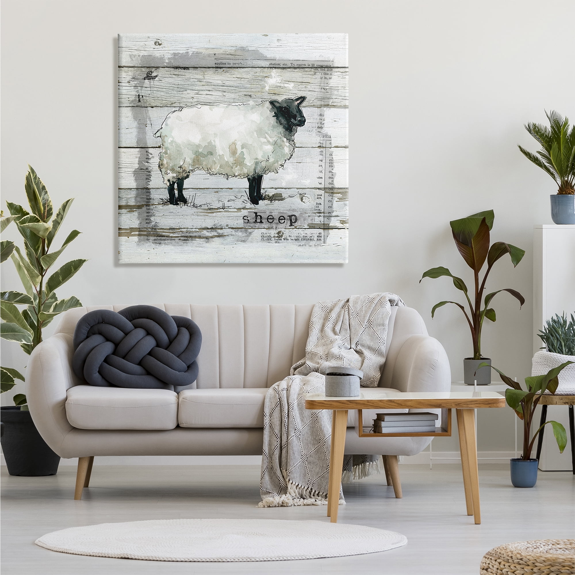 Stupell Industries Charming Country Sheep Book Collage Rustic Pattern, 36 x 36, Design by Carol Robinson