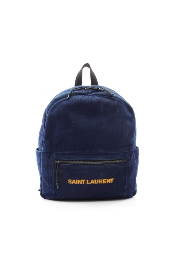 Pre-Owned Yves Saint Laurent Saint Laurent Paris logo embroidered backpack/handbag, corduroy,...