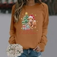 thumbnail image 2 of XDZJLR Christmas Shirts Women Cow Holiday Print Sweatshirt Festive Western Graphic Pullover Top Casual Soft Crewneck Shirt Brown Xl, 2 of 4