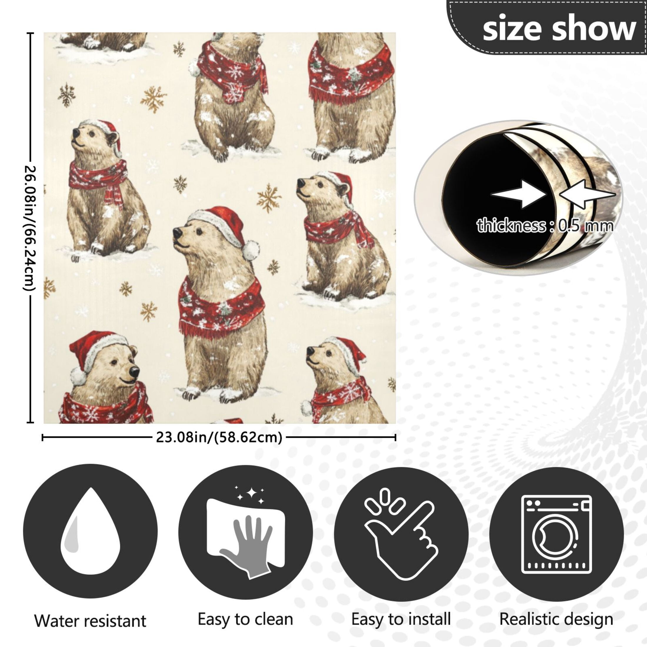 Dishwasher Magnetic Sticker 23x26 Inch Refrigerator Magnetic Sticker Washing Machine Magnetic Sticker Kitchen Panel Magnetic Sticker Home Decor Red Christmas Bear