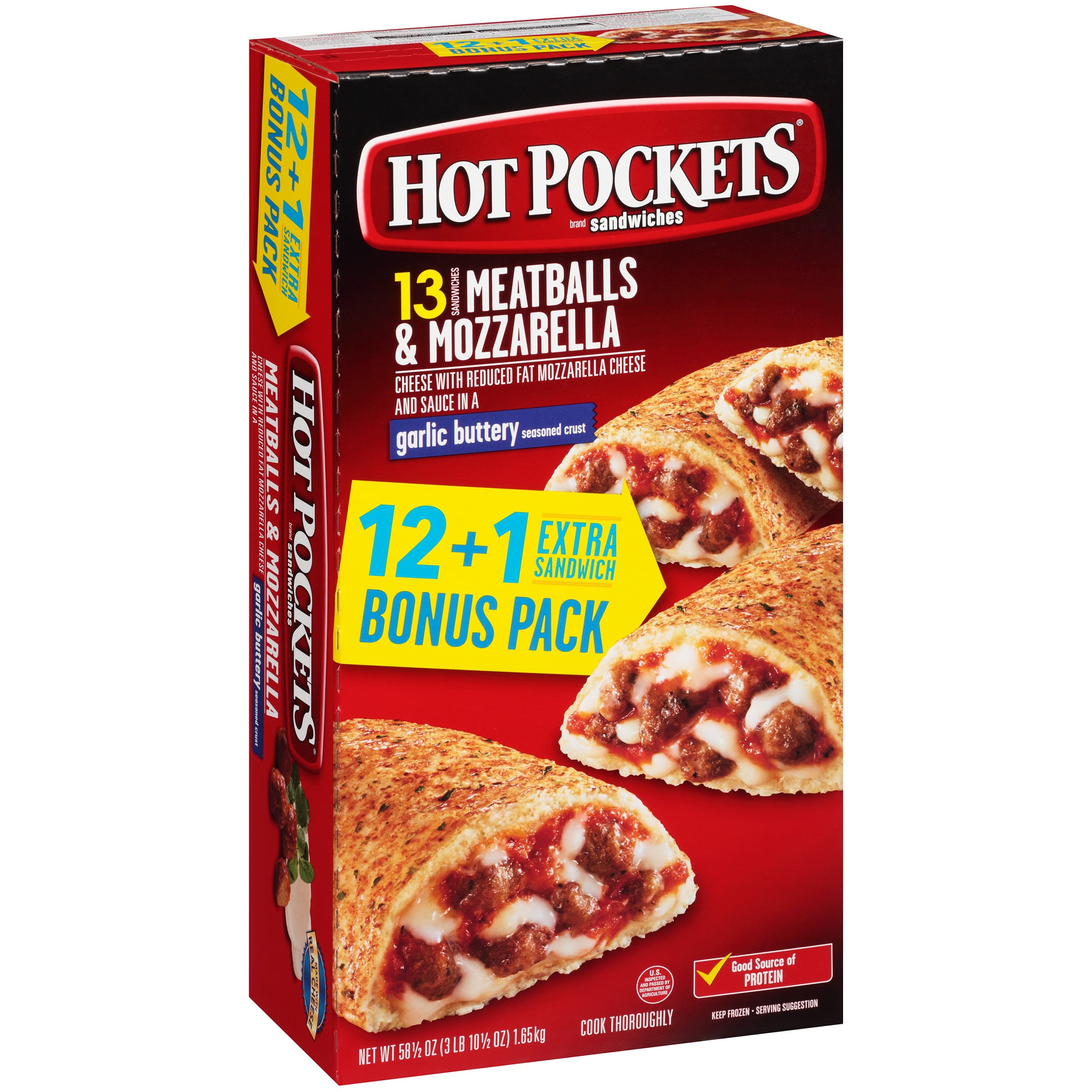 HOT POCKETS Italian Style Meatballs & Mozzarella Frozen Sandwiches 13 ct Box